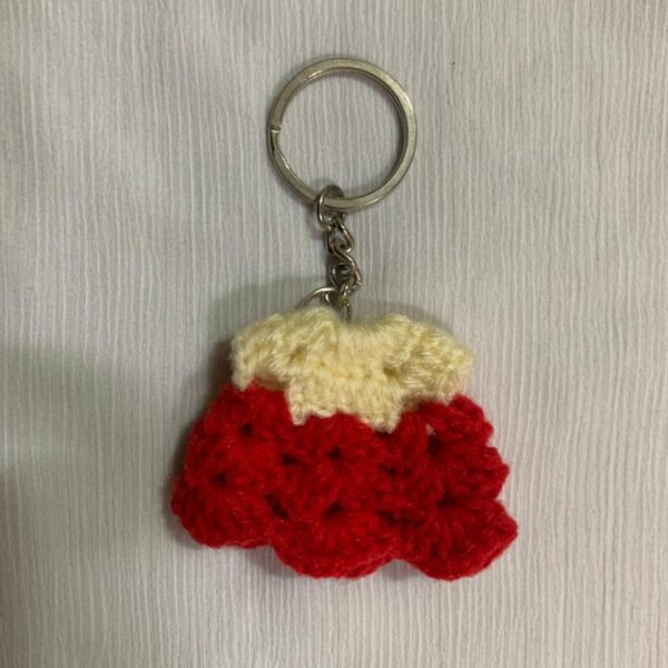 red and off white frock keychain