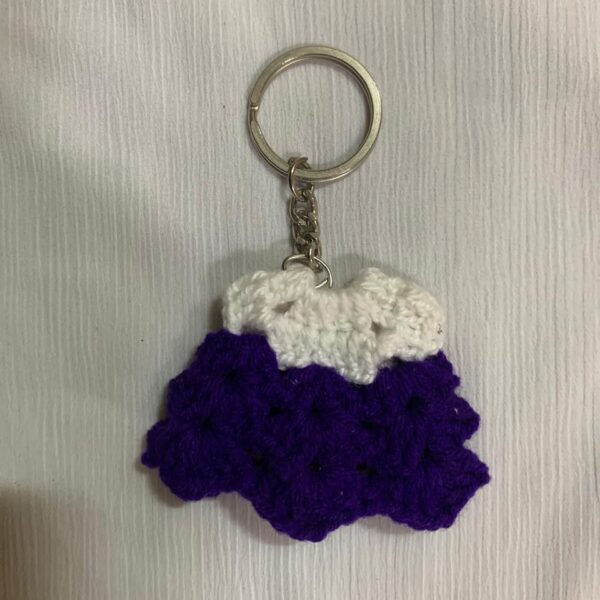Purple and off white frock keychain