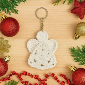 Handmade Crochet Christmas Angel (Design 3) Keychain