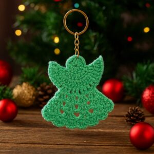 Handmade Crochet Christmas Angel (Design 2) Keychain