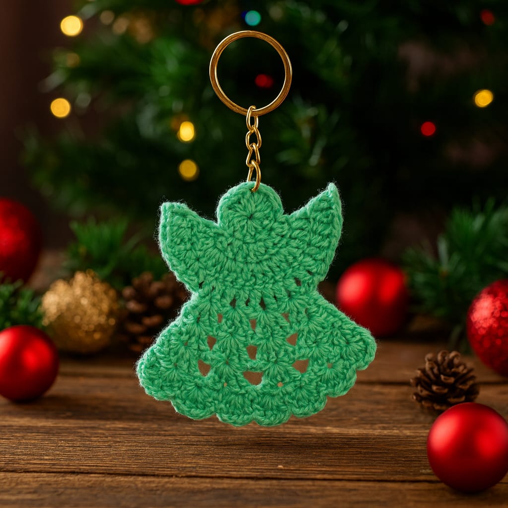 Handmade Crochet Christmas Angel (Design 2) Keychain
