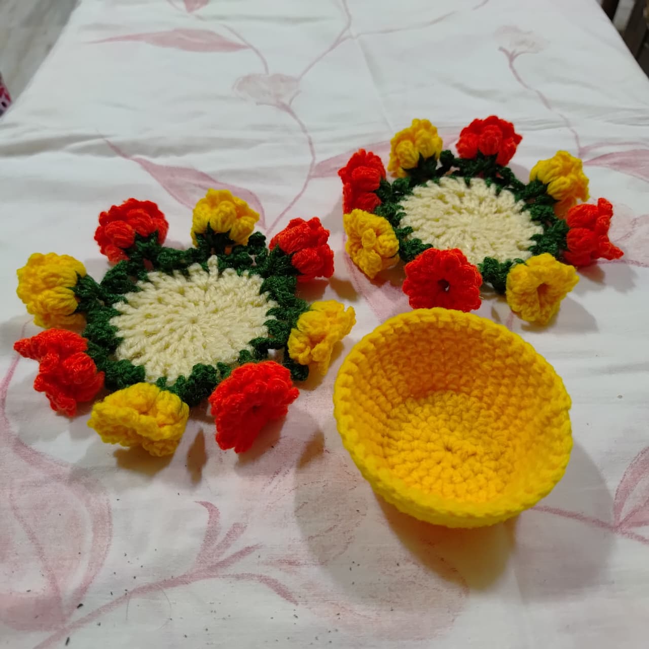 Handmade Crochet Flower Designer Coaster