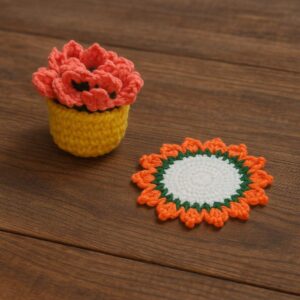 Handmade Crochet Floral Designer Coaster